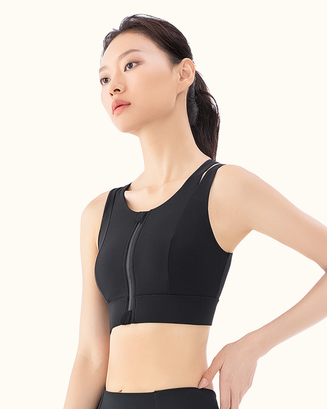 High impact sports bra front zip online